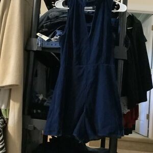 Abercrombie & Fitch Dark Blue Zippered velour jumper‎